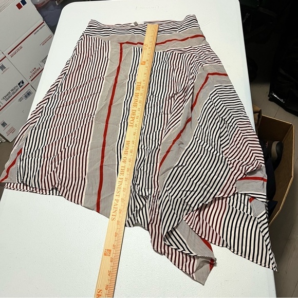 JOIE Moni Women's Size 2 Striped Asymmetrical Hemline Midi Skirt Cream Red S1 - Picture 6 of 8